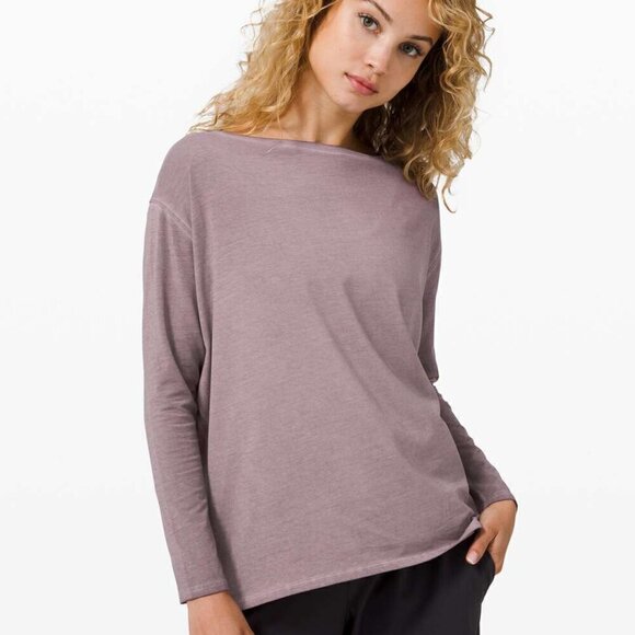 Lululemon Back In Action Long Sleeve *Fade - 6/8 Washed Lunar Rock - Picture 1 of 5
